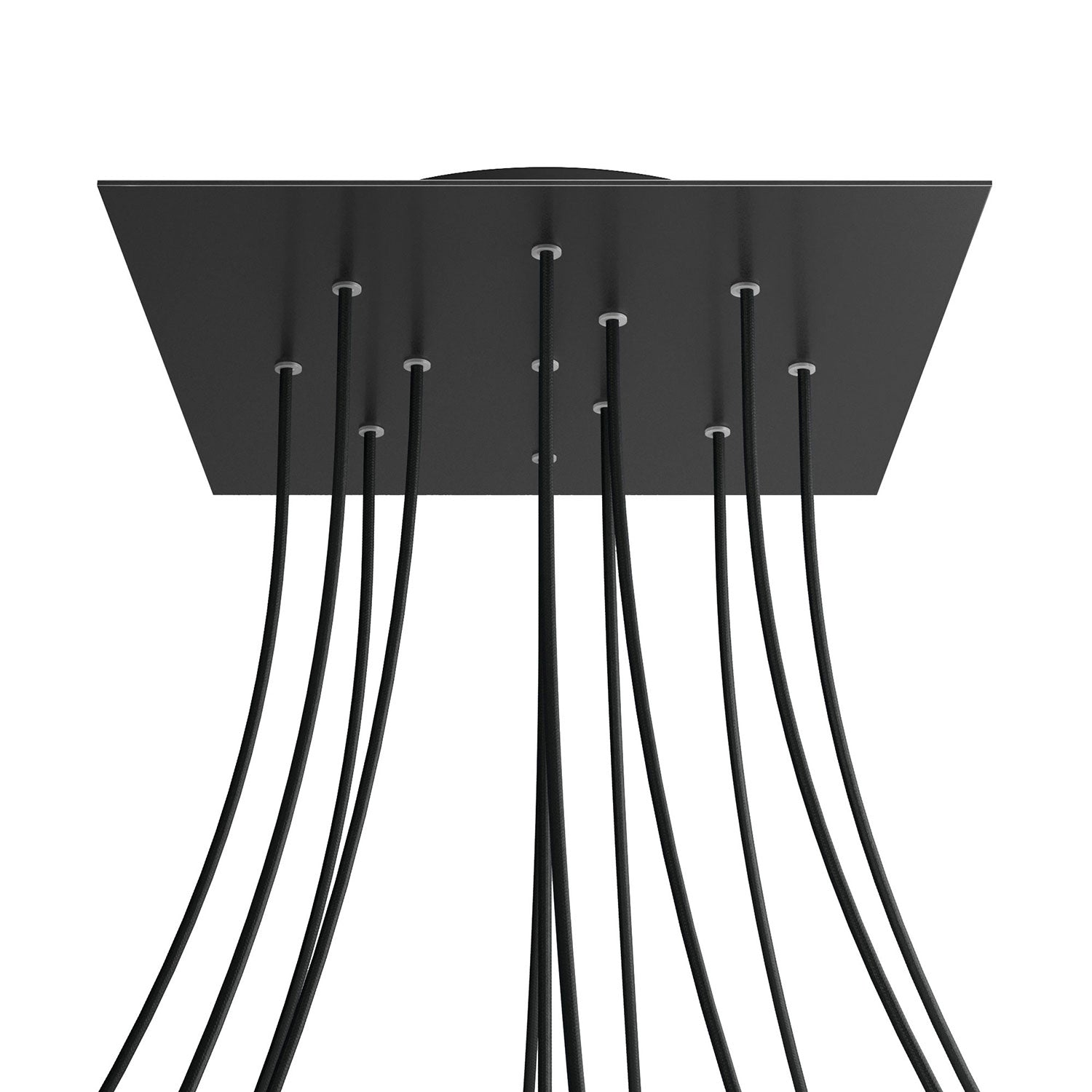 Rosone XXL Rose-One quadrato, 400 mm con 12 fori e 4 fori laterali - Nero opaco Nero