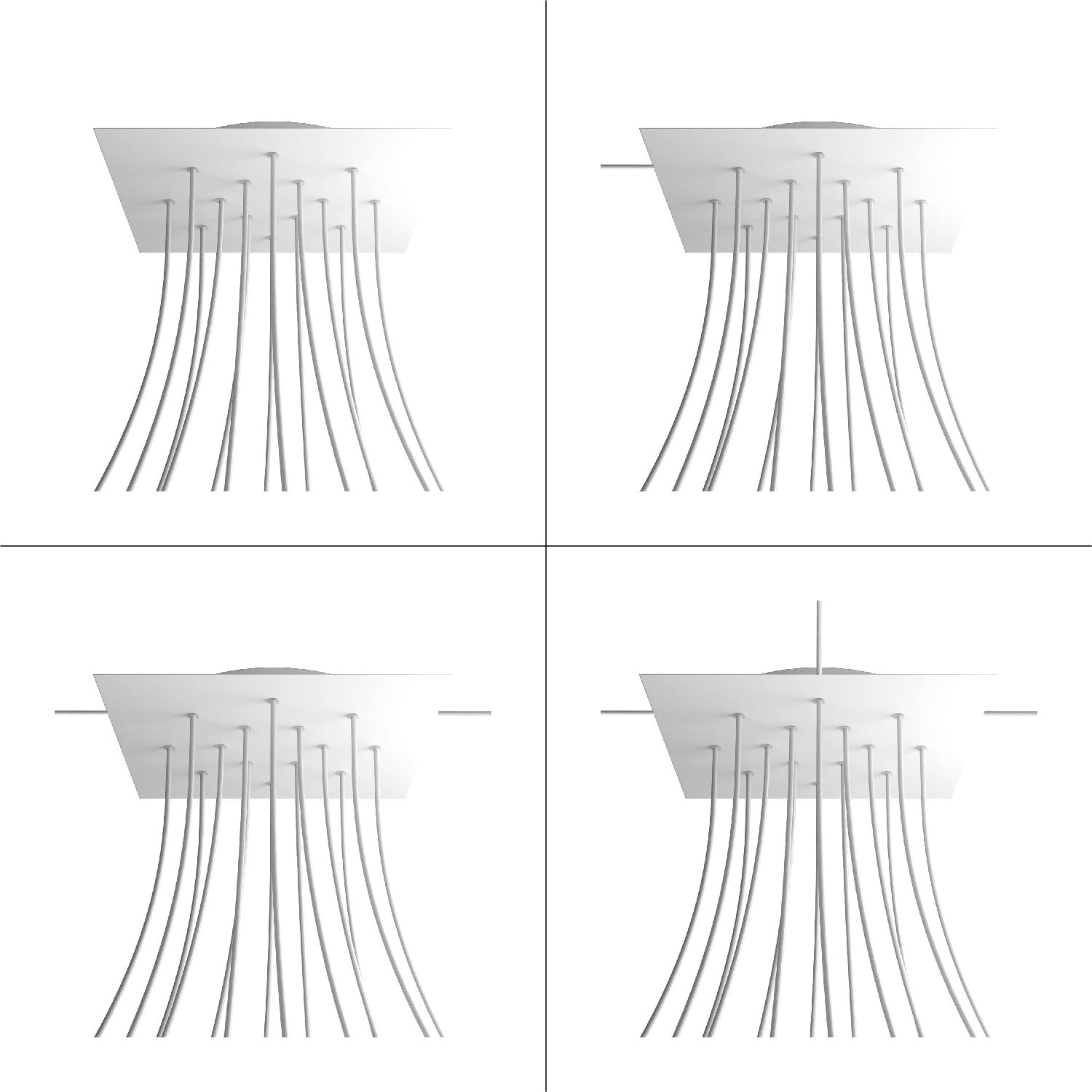 Rosone XXL Rose-One quadrato, 400 mm con 14 fori e 4 fori laterali - Bianco opaco Bianco