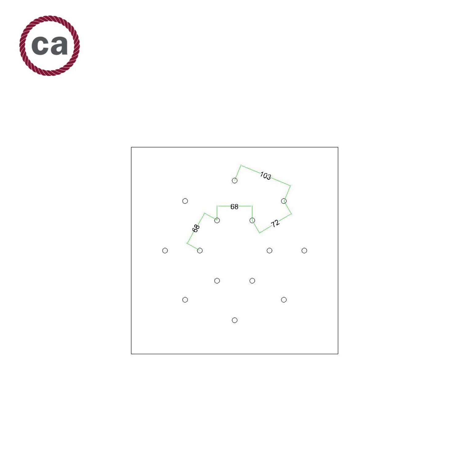 Rosone XXL Rose-One quadrato, 400 mm con 14 fori e 4 fori laterali - Nero opaco Bianco