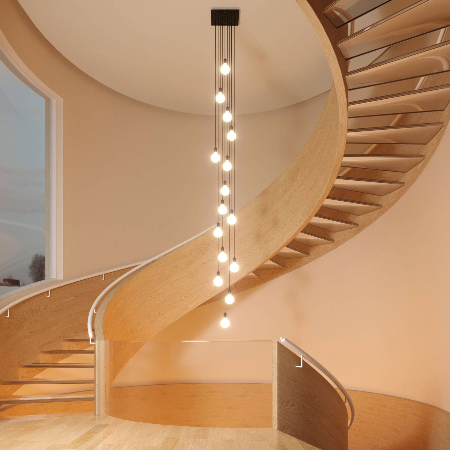 Rosone XXL Rose-One quadrato, 400 mm con 15 fori e 4 fori laterali - Dibond Rame satinato Bianco