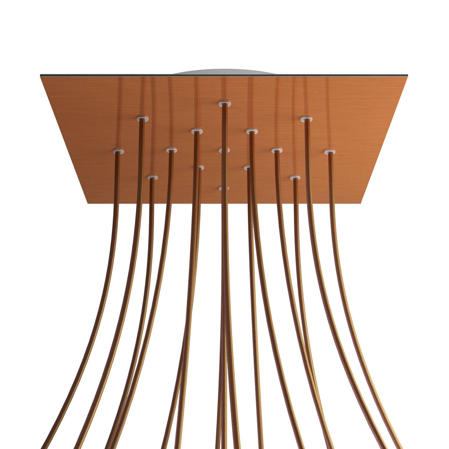 Rosone XXL Rose-One quadrato, 400 mm con 15 fori e 4 fori laterali - Dibond Rame satinato Bianco