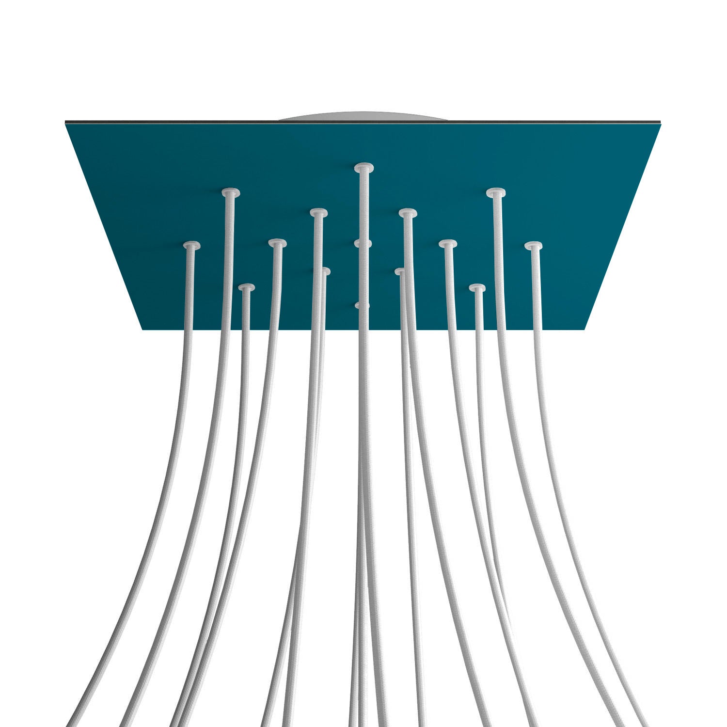 Rosone XXL Rose-One quadrato, 400 mm con 15 fori e 4 fori laterali - Petrolio Bianco