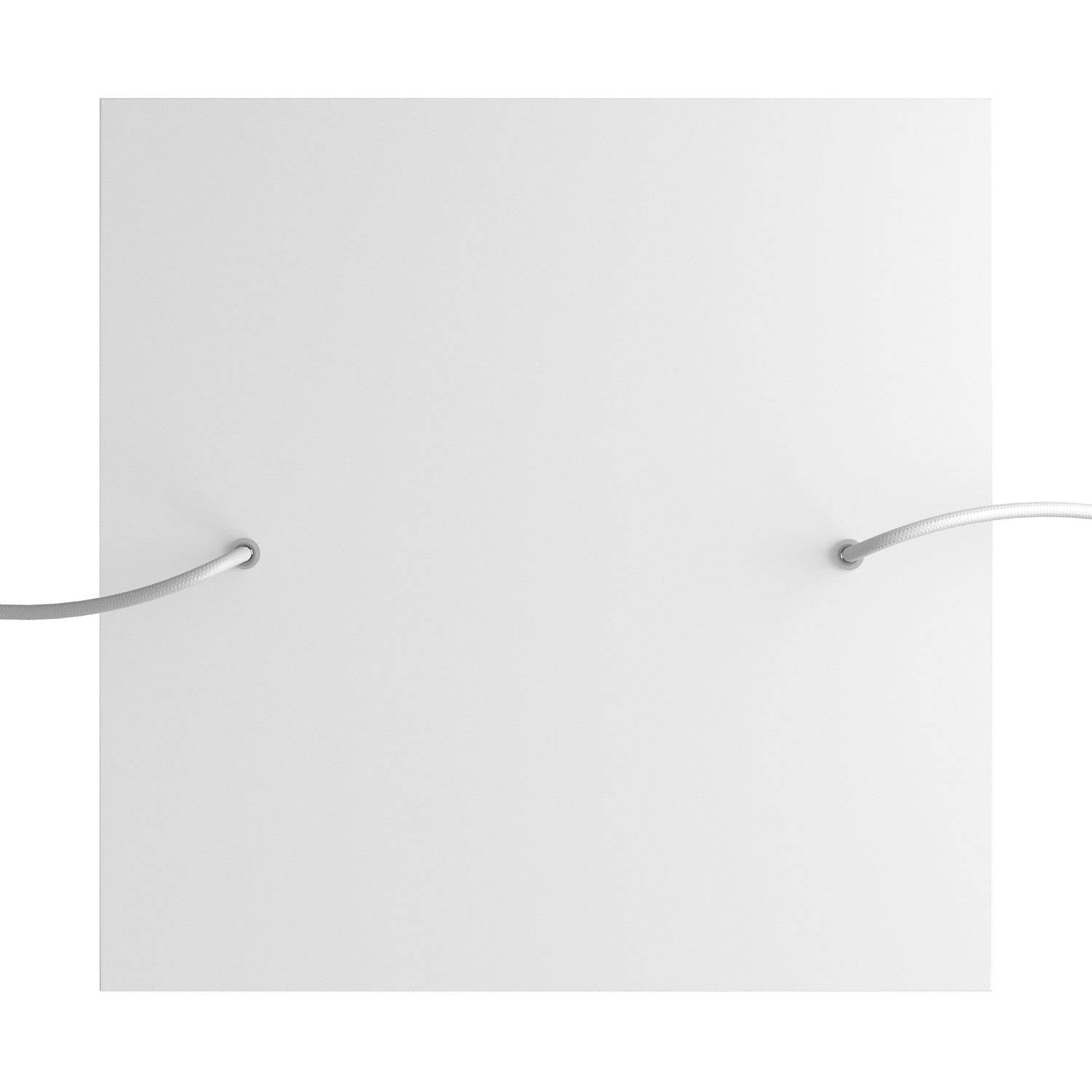 Rosone XXL Rose - One quadrato, 400 mm con 2 fori e 4 fori laterali - Bianco opaco - Creative Cables