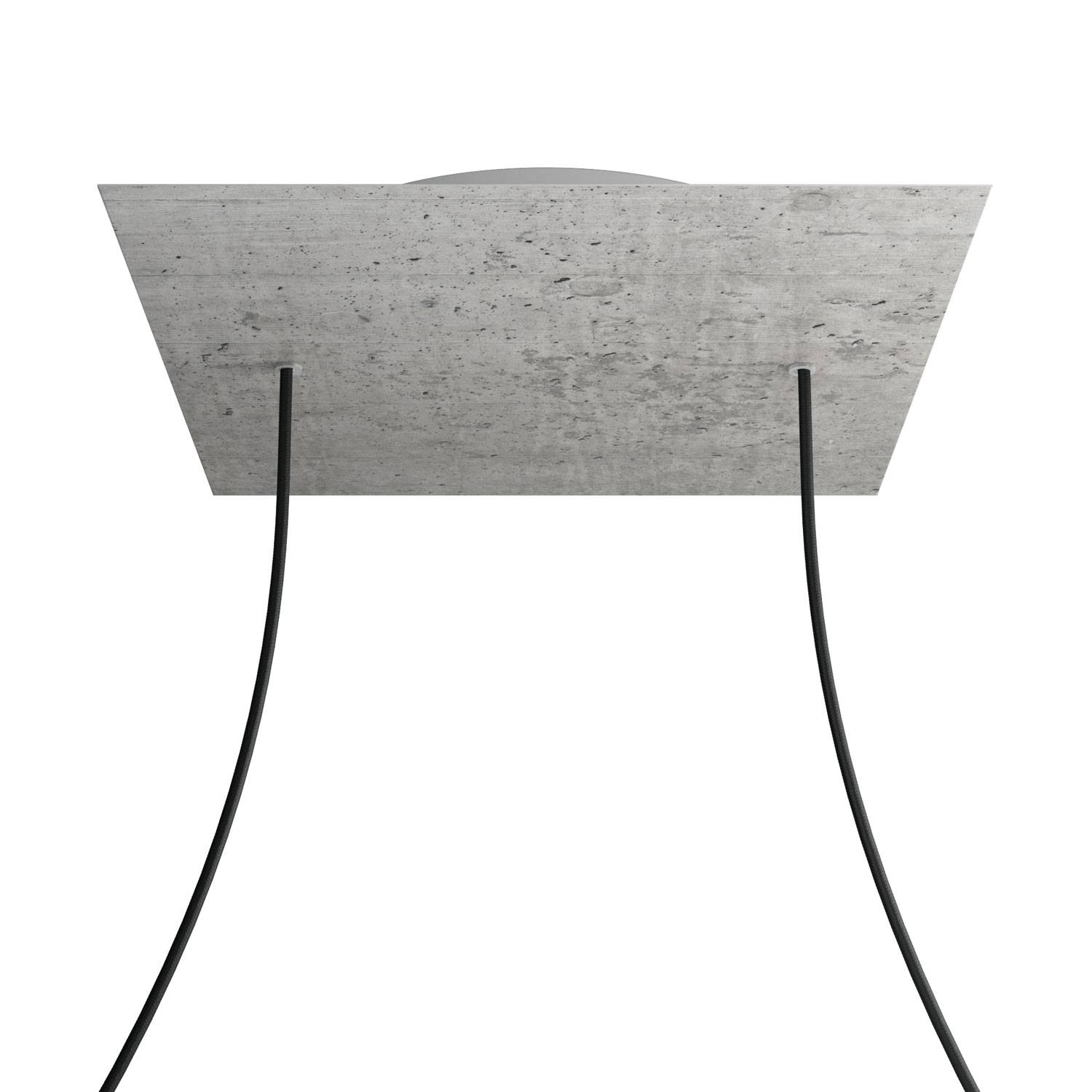 Rosone XXL Rose - One quadrato, 400 mm con 2 fori e 4 fori laterali - Cemento - Creative Cables