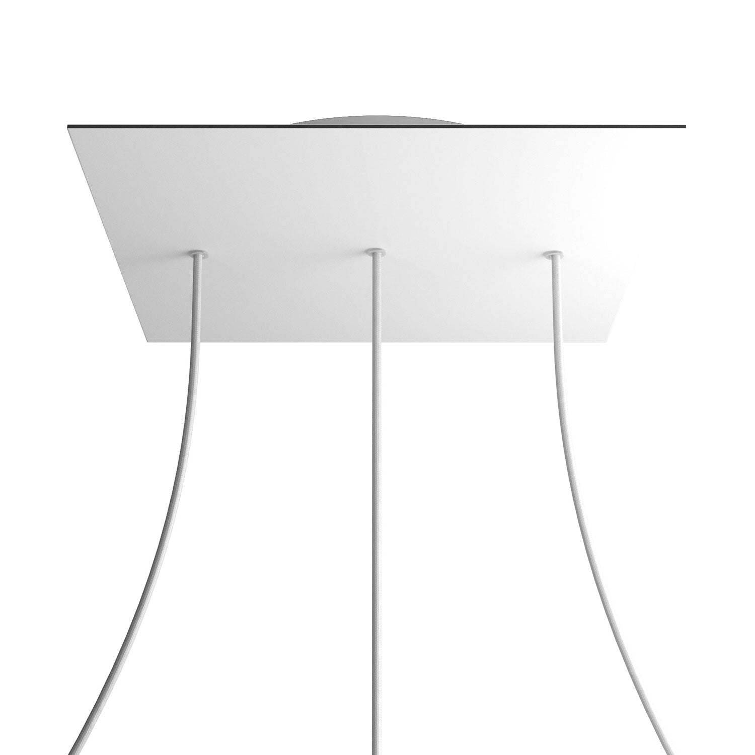 Rosone XXL Rose-One quadrato, 400 mm con 3 fori in linea e 4 fori laterali - Bianco opaco Bianco