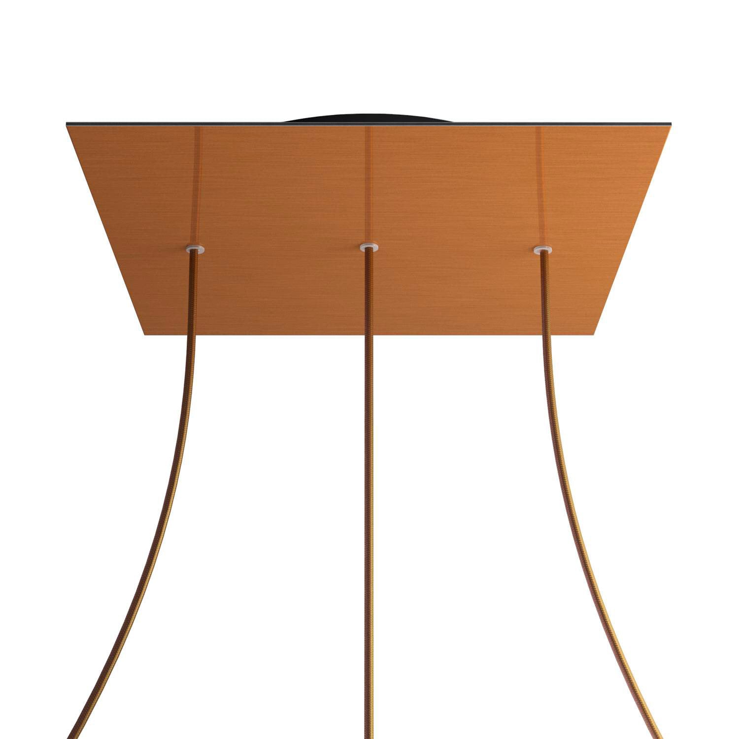 Rosone XXL Rose-One quadrato, 400 mm con 3 fori in linea e 4 fori laterali - Dibond Rame satinato Nero