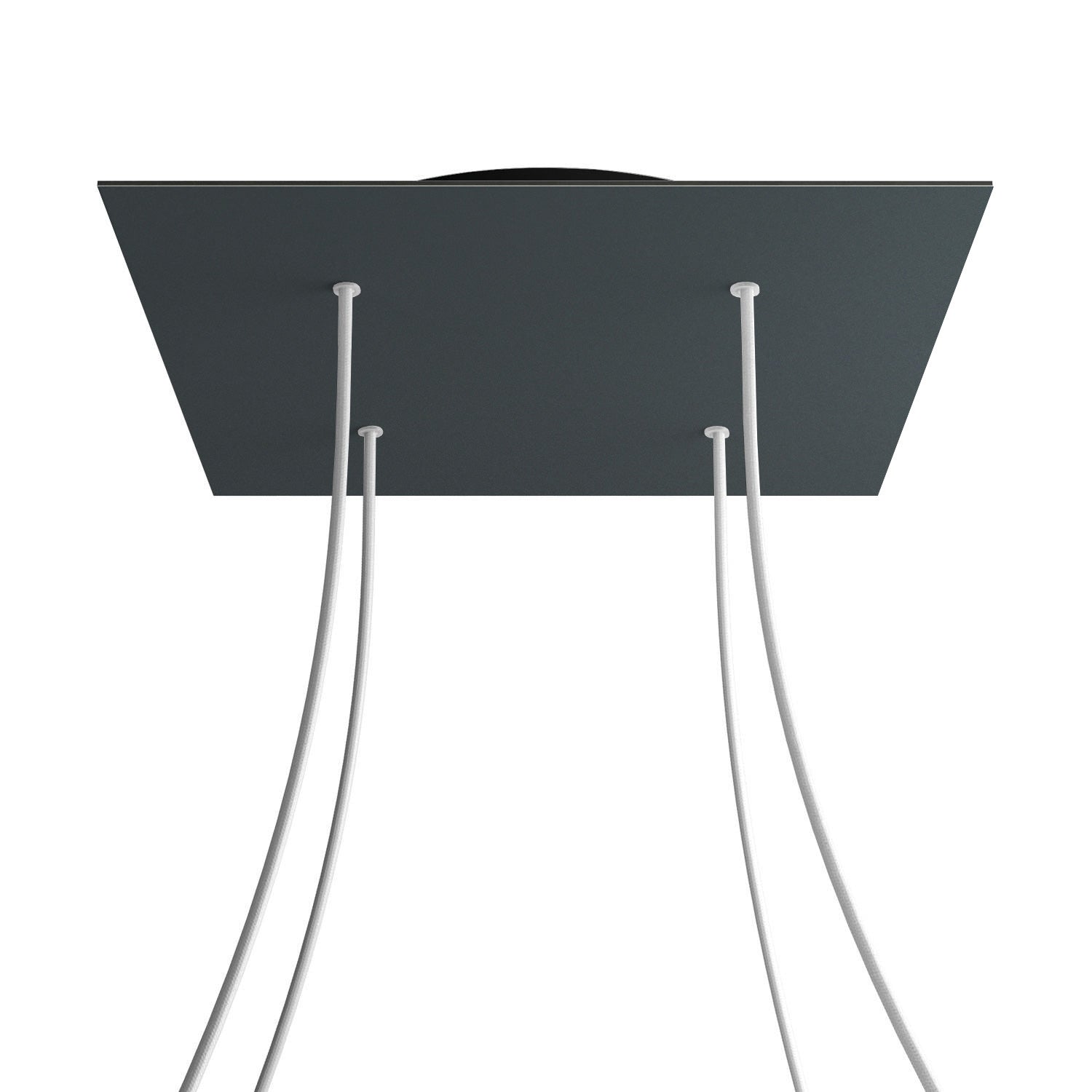 Rosone XXL Rose-One quadrato, 400 mm con 4 fori e 4 fori laterali - Antracite Nero