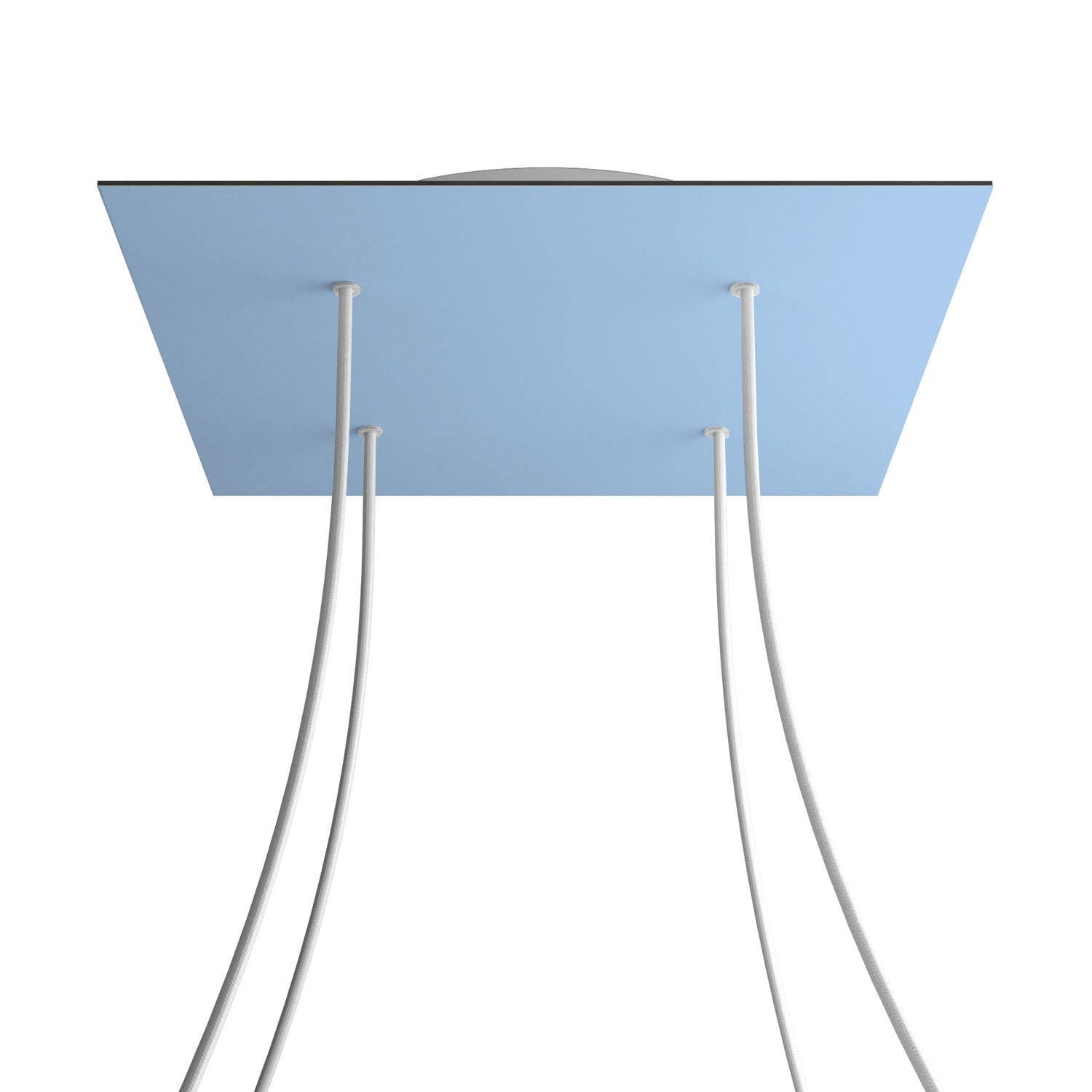 Rosone XXL Rose - One quadrato, 400 mm con 4 fori e 4 fori laterali - Blu carta da zucchero - Creative Cables