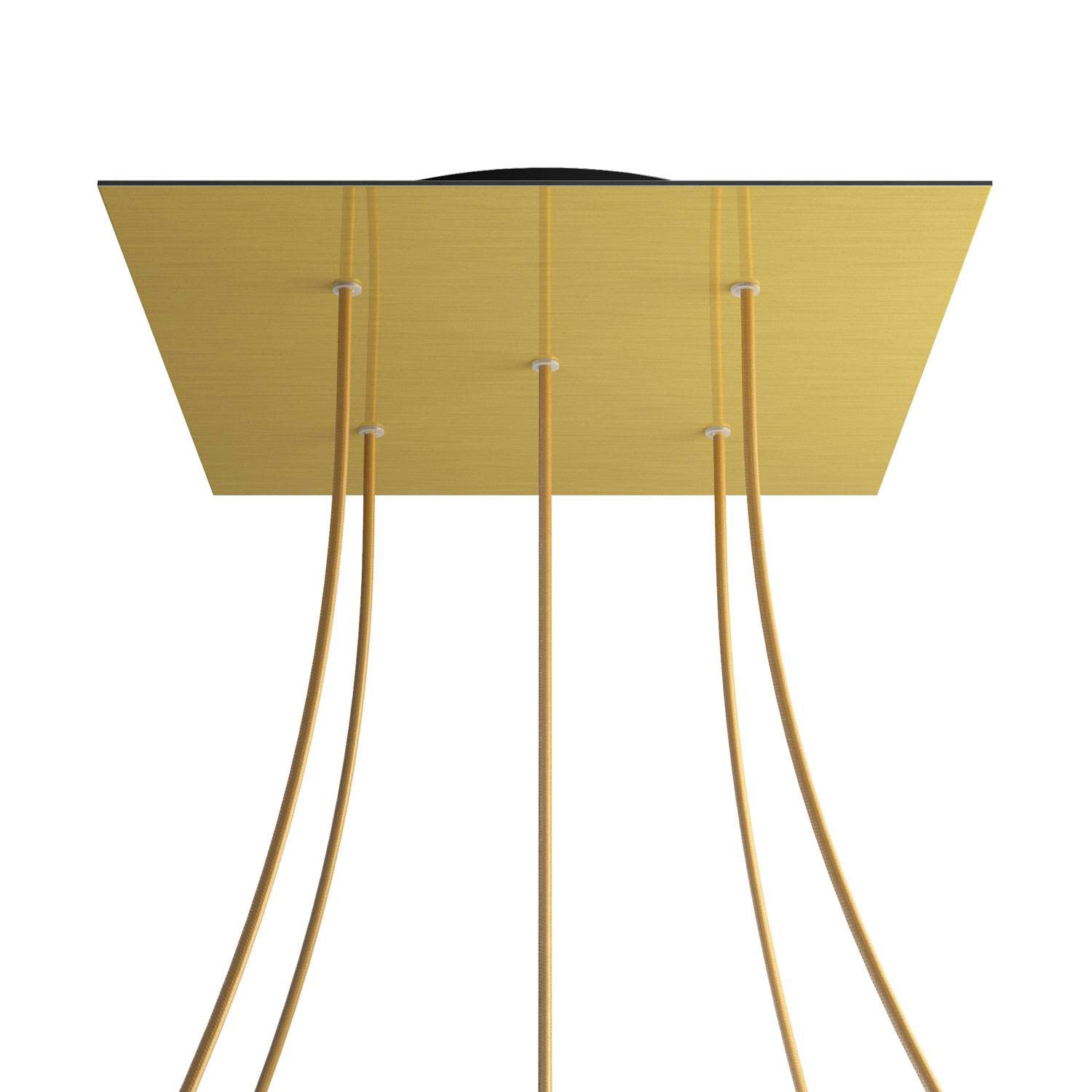 Rosone XXL Rose-One quadrato, 400 mm con 5 fori e 4 fori laterali - Dibond Ottone satinato Nero