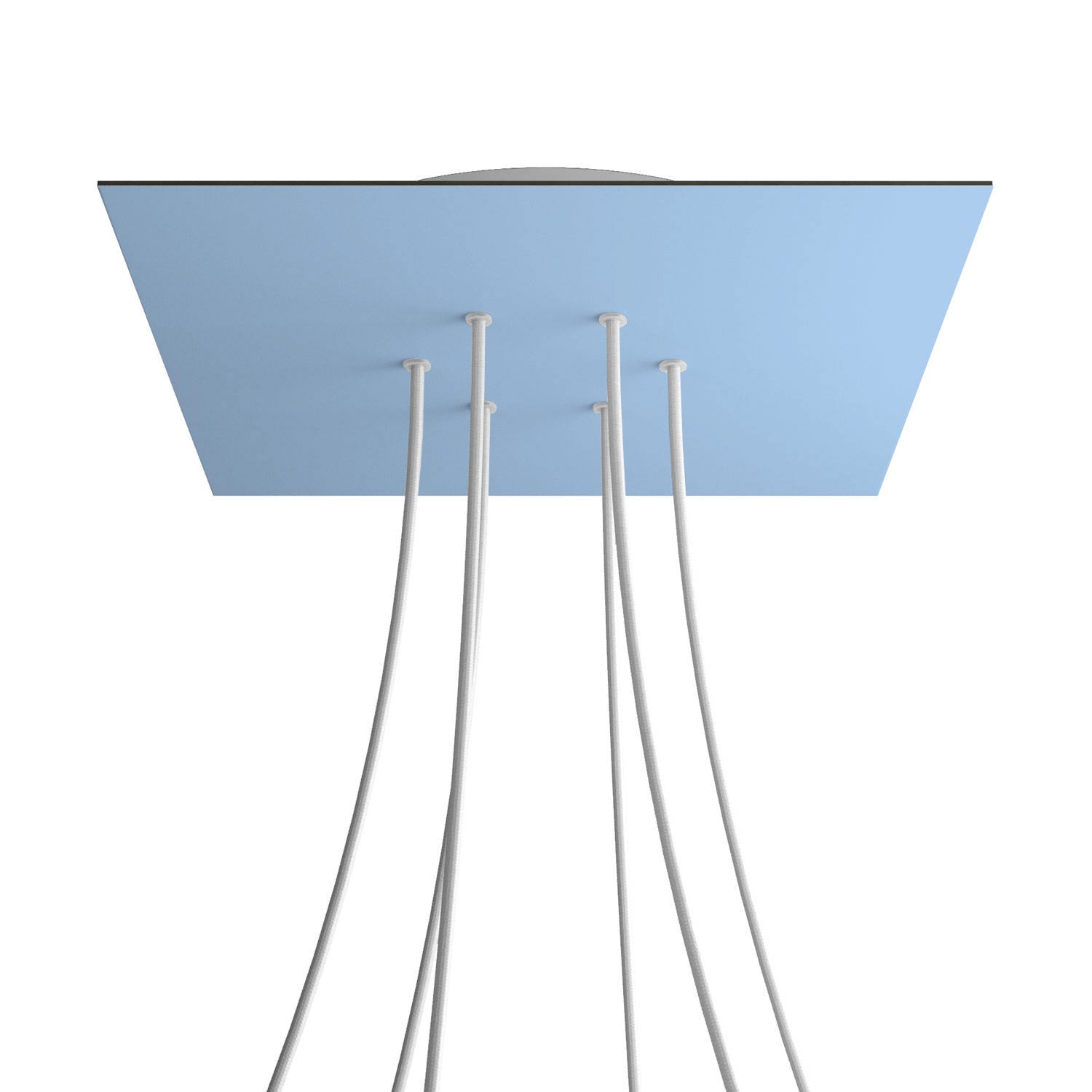 Rosone XXL Rose - One quadrato, 400 mm con 6 fori e 4 fori laterali - Blu carta da zucchero - Creative Cables