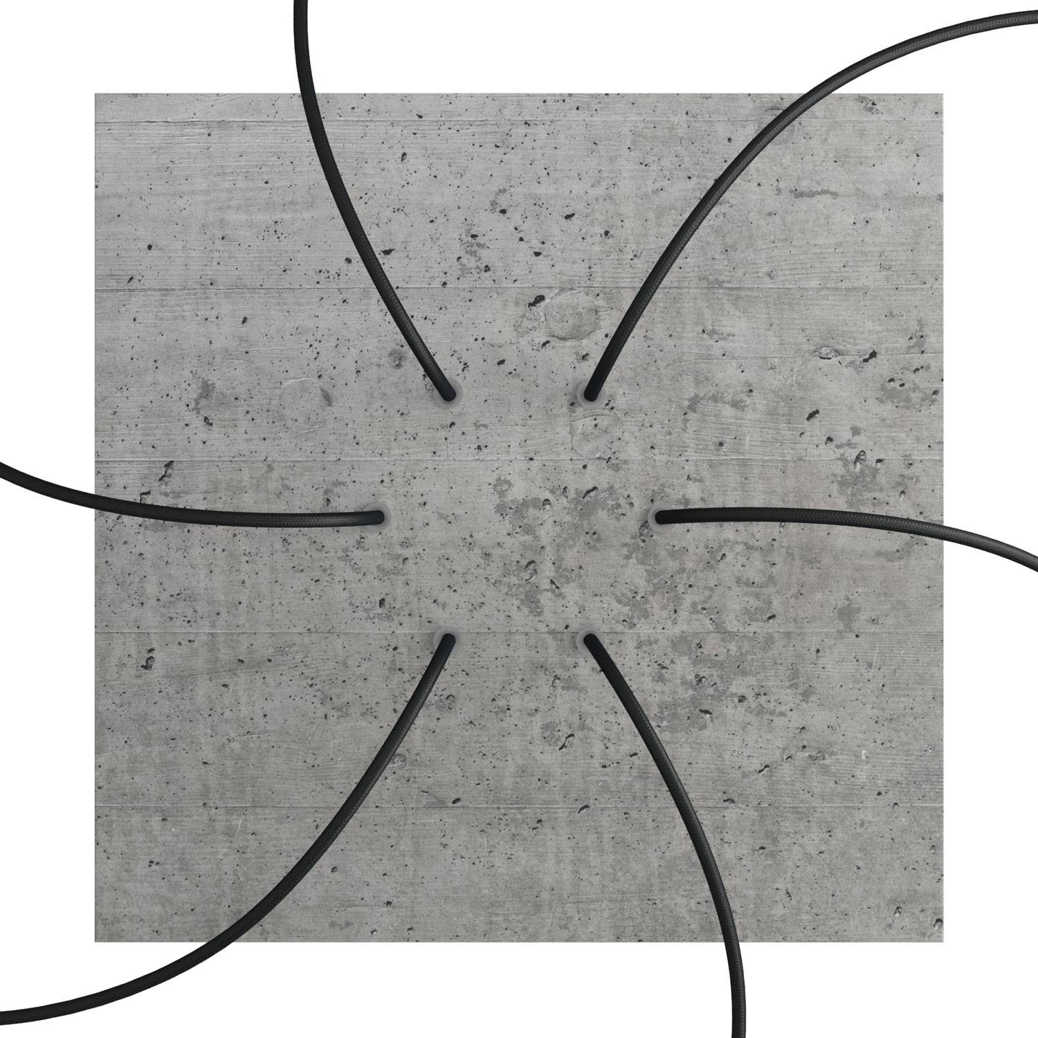 Rosone XXL Rose-One quadrato, 400 mm con 6 fori e 4 fori laterali - Cemento Bianco