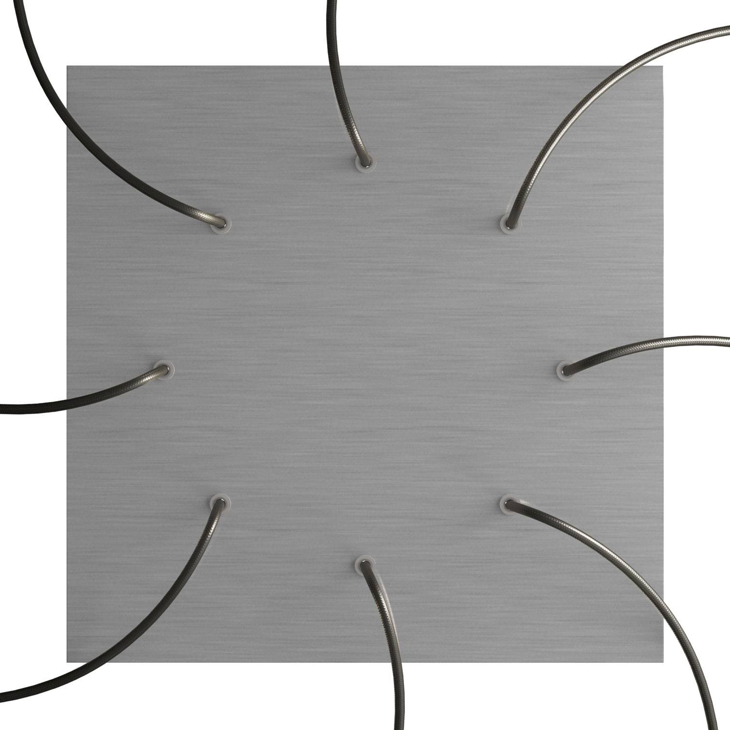 Rosone XXL Rose-One quadrato, 400 mm con 8 fori e 4 fori laterali - Dibond Acciaio satinato Bianco