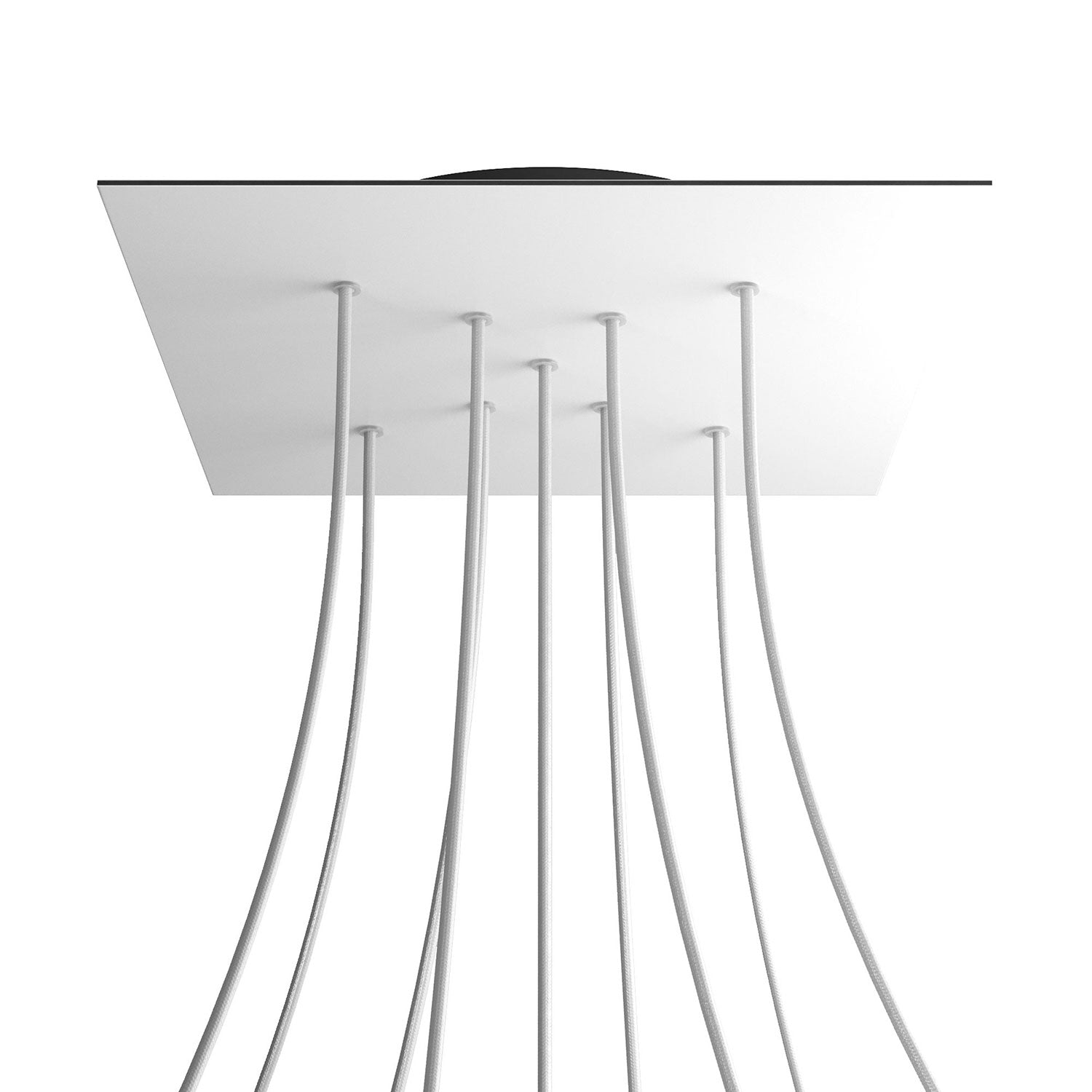 Rosone XXL Rose-One quadrato, 400 mm con 9 fori a X e 4 fori laterali - Bianco opaco Nero