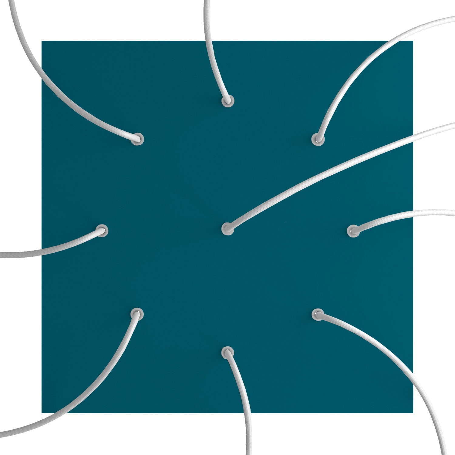 Rosone XXL Rose-One quadrato, 400 mm con 9 fori e 4 fori laterali - Petrolio Bianco