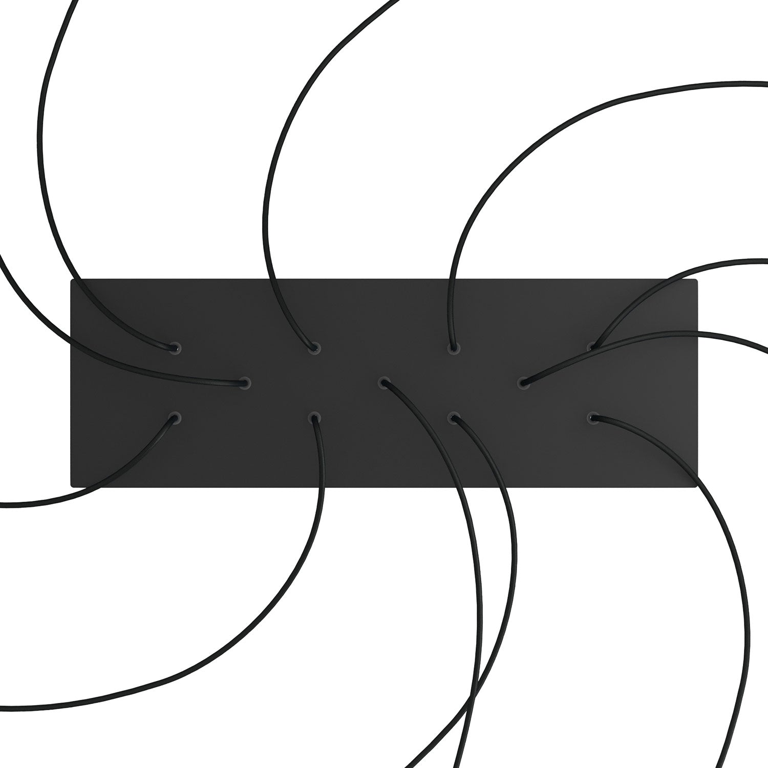 Rosone XXL Rose - One rettangolare a 11 fori e 6 fori laterali, dimensioni 675 x 225 mm - Dibond Nero opaco - Creative Cables