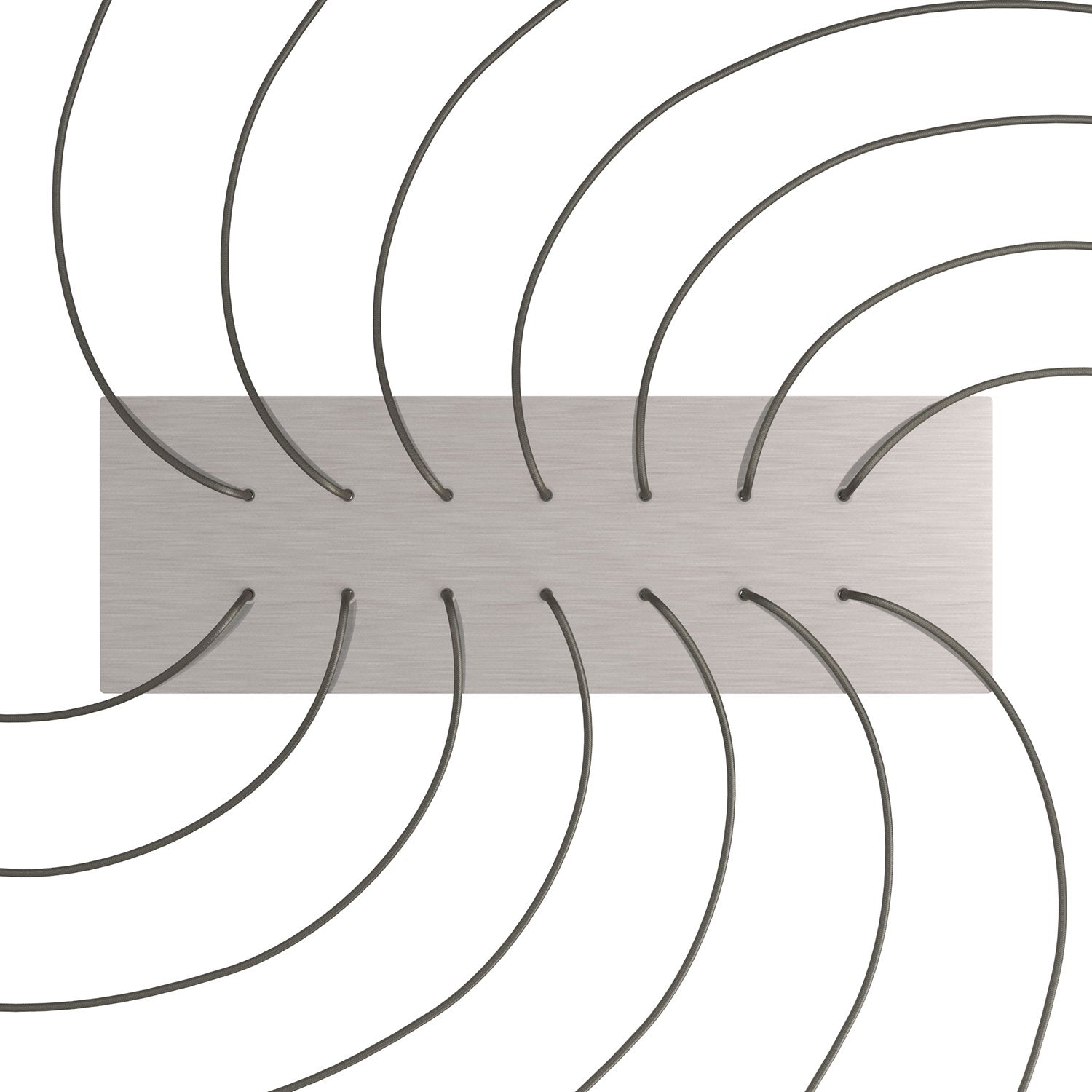 Rosone XXL Rose - One rettangolare a 14 fori e 6 fori laterali, dimensioni 675 x 225 mm - Dibond Acciaio satinato - Creative Cables