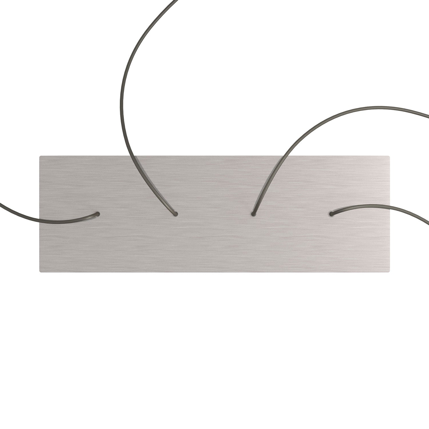 Rosone XXL Rose-One rettangolare a 4 fori in linea e 6 fori laterali, dimensioni 675 x 225 mm - Dibond Acciaio satinato Bianco