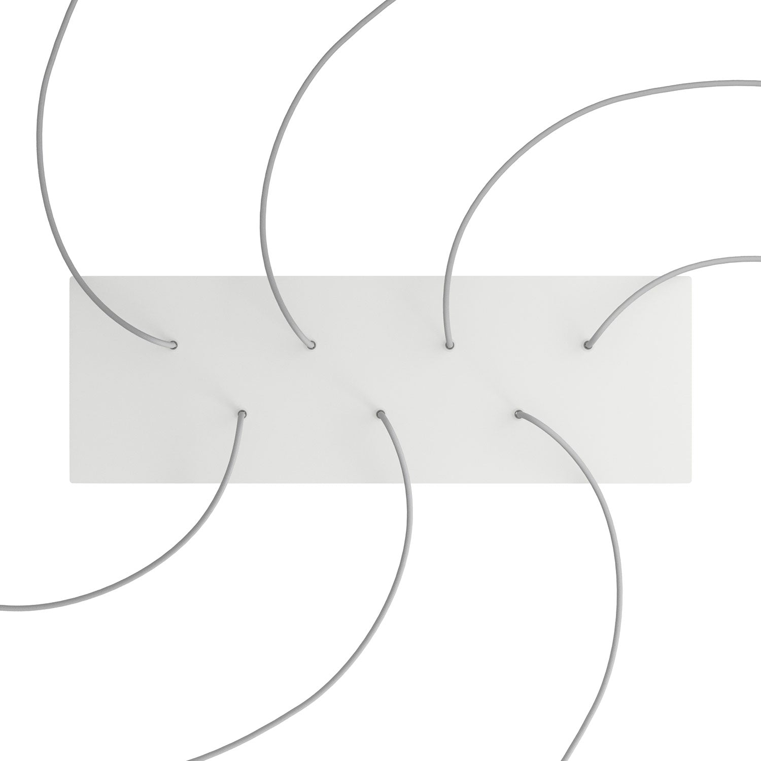 Rosone XXL Rose-One rettangolare a 7 fori e 6 fori laterali, dimensioni 675 x 225 mm - Dibond Bianco opaco Bianco