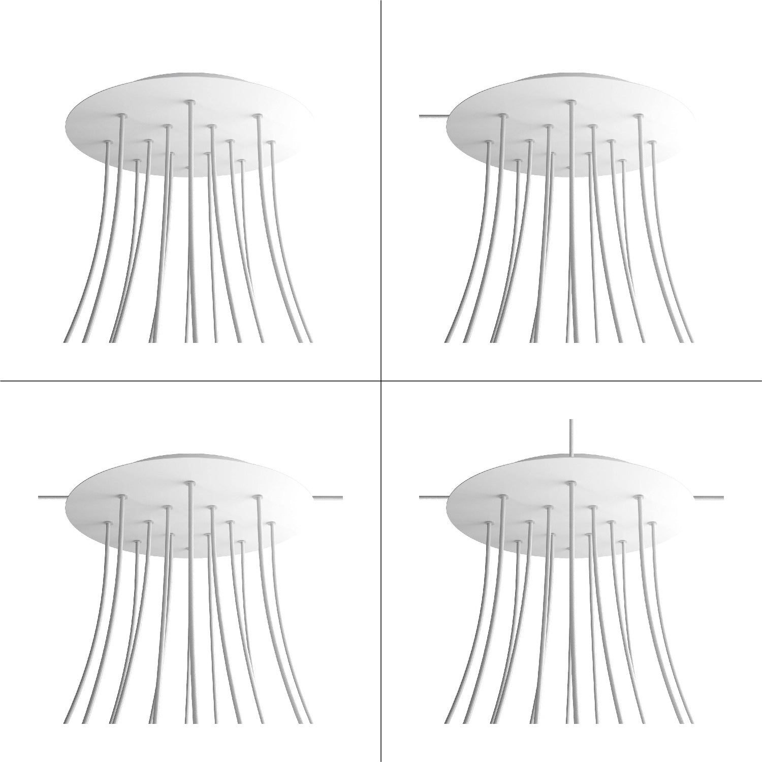 Rosone XXL Rose-One rotondo, diametro 400 mm con 14 fori e 4 fori laterali - Bianco opaco Bianco