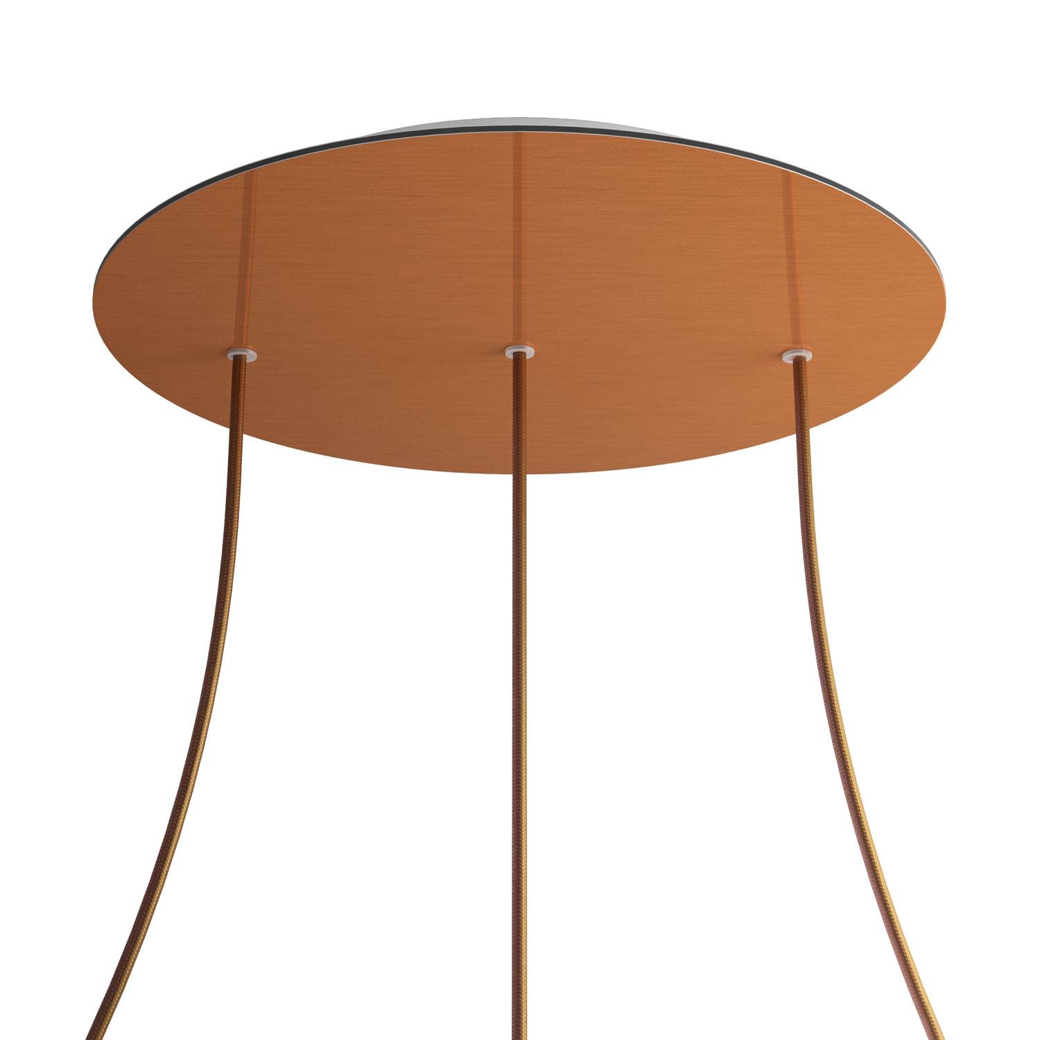 Rosone XXL Rose - One rotondo, diametro 400 mm con 3 fori in linea e 4 fori laterali - Dibond Rame satinato - Creative Cables