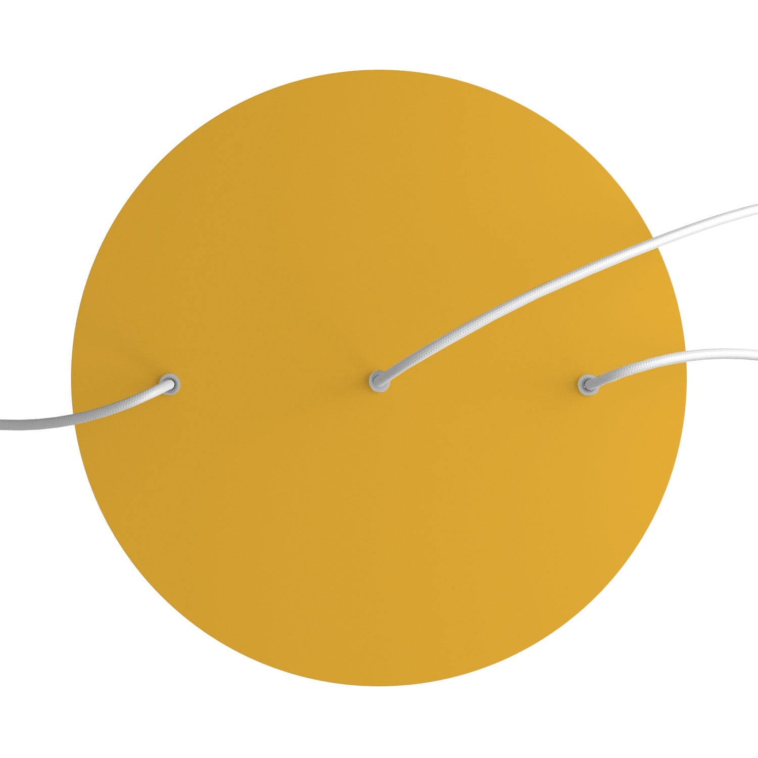 Rosone XXL Rose - One rotondo, diametro 400 mm con 3 fori in linea e 4 fori laterali - Mostarda - Creative Cables