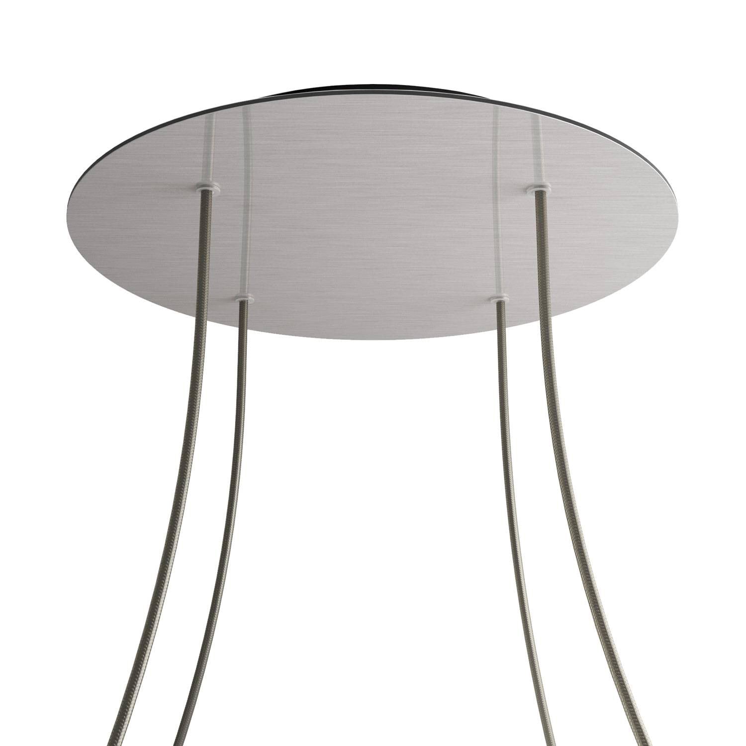 Rosone XXL Rose-One rotondo, diametro 400 mm con 4 fori e 4 fori laterali - Dibond Acciaio satinato Nero