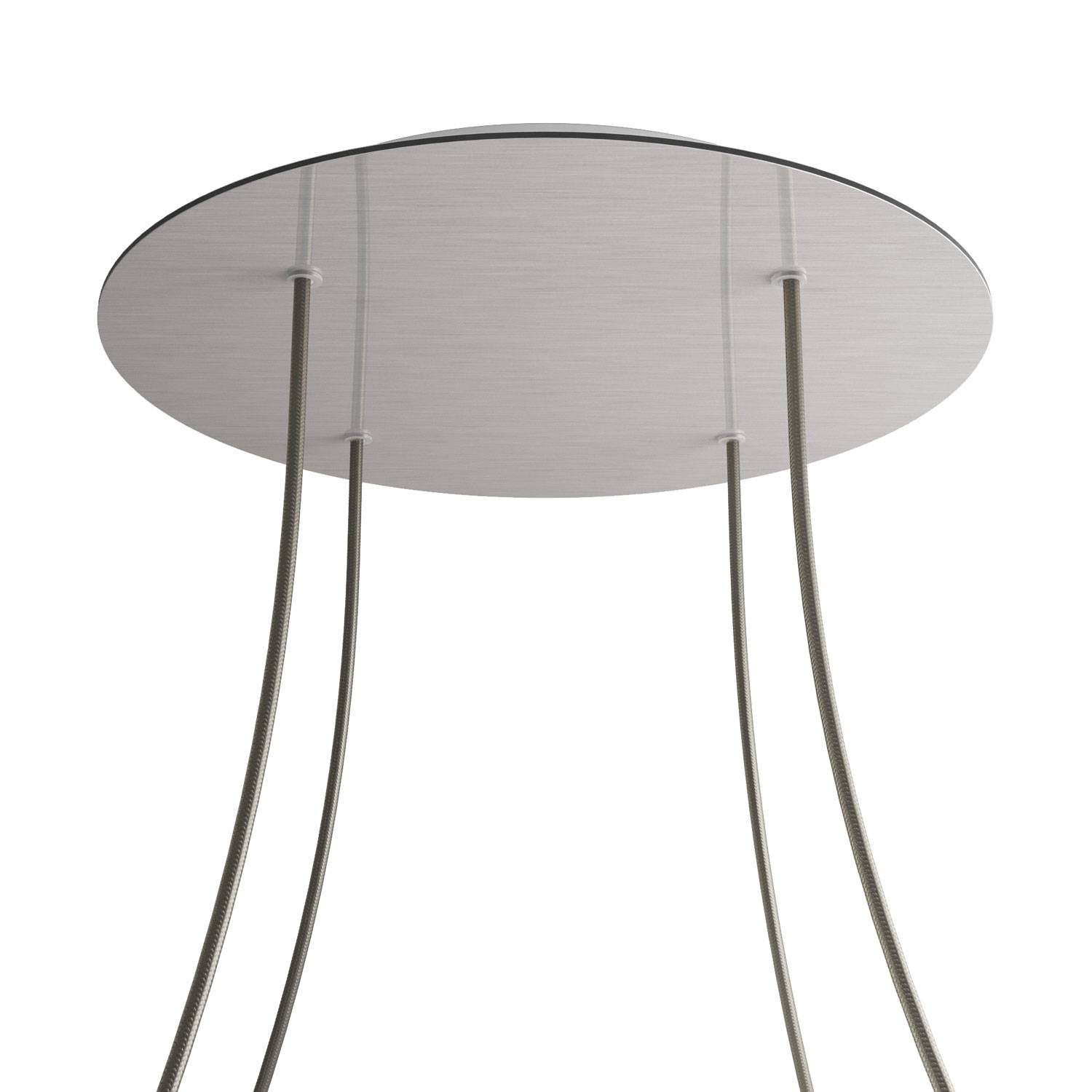 Rosone XXL Rose - One rotondo, diametro 400 mm con 4 fori e 4 fori laterali - Dibond Acciaio satinato - Creative Cables