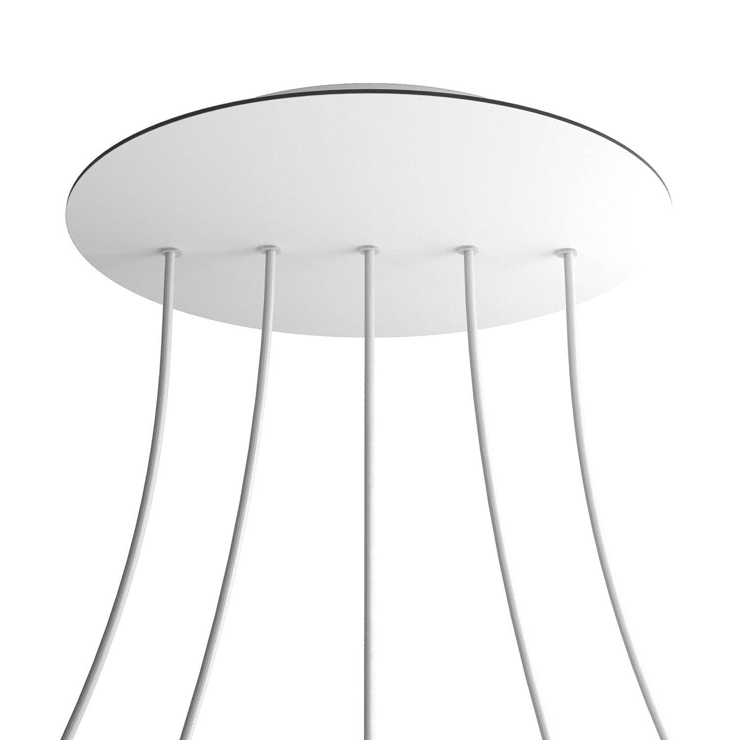 Rosone XXL Rose - One rotondo, diametro 400 mm con 5 fori in linea e 4 fori laterali - Bianco opaco - Creative Cables