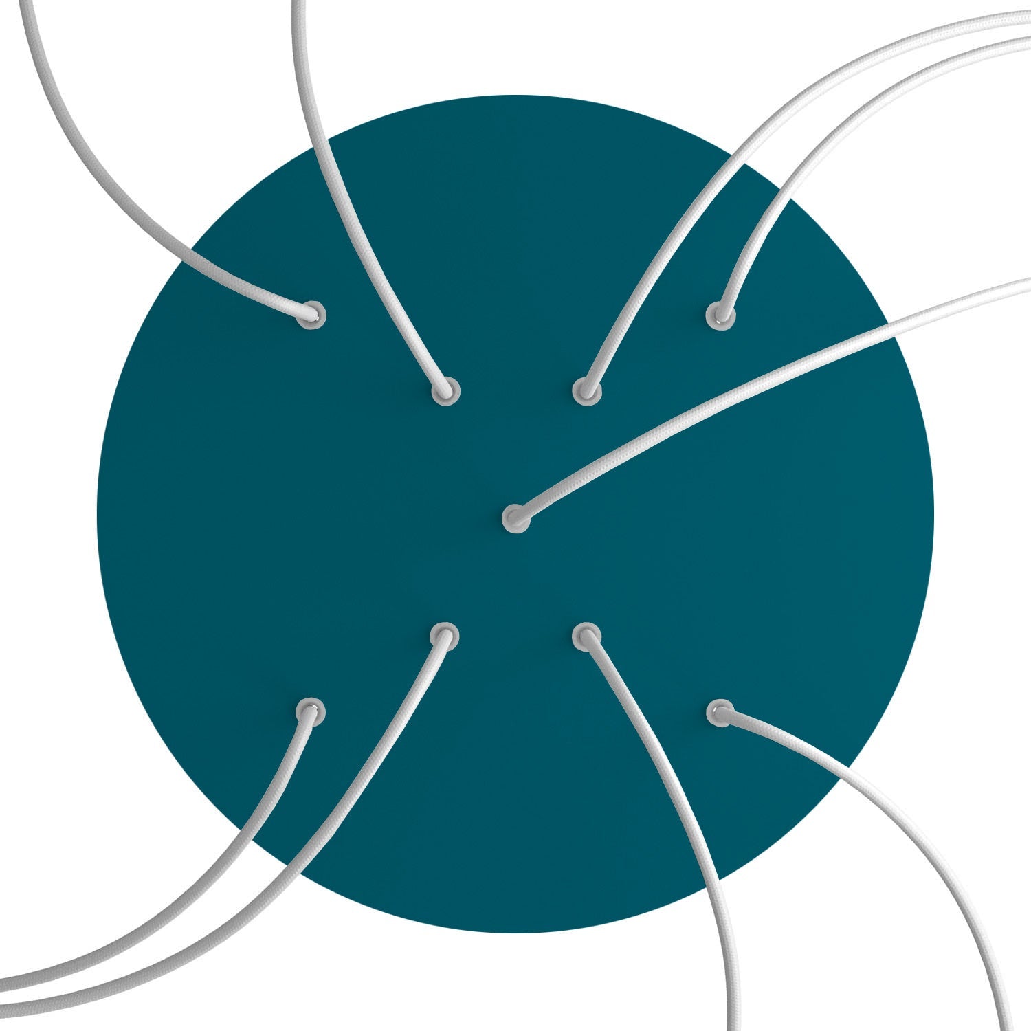 Rosone XXL Rose - One rotondo, diametro 400 mm con 9 fori a X e 4 fori laterali - Petrolio - Creative Cables