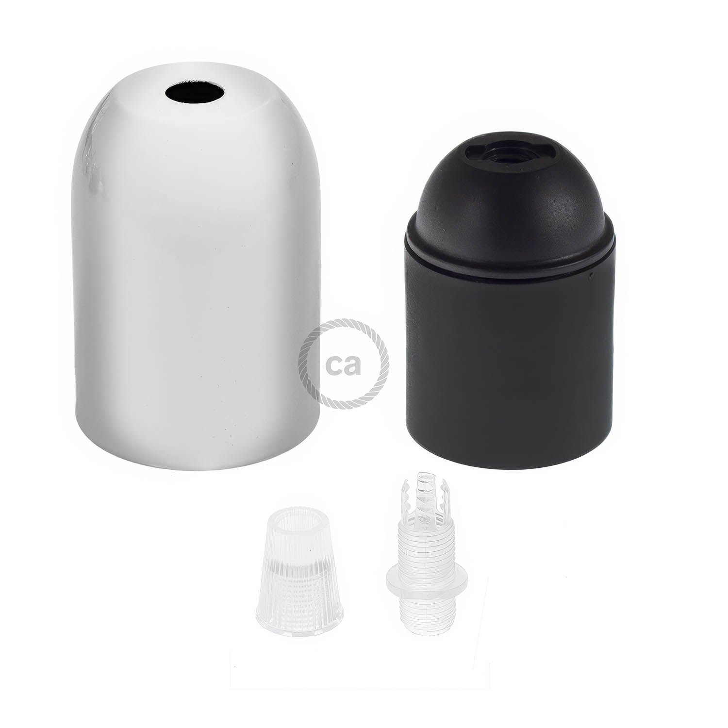 Rounded Top metal E26 light bulb socket kits - Chrome