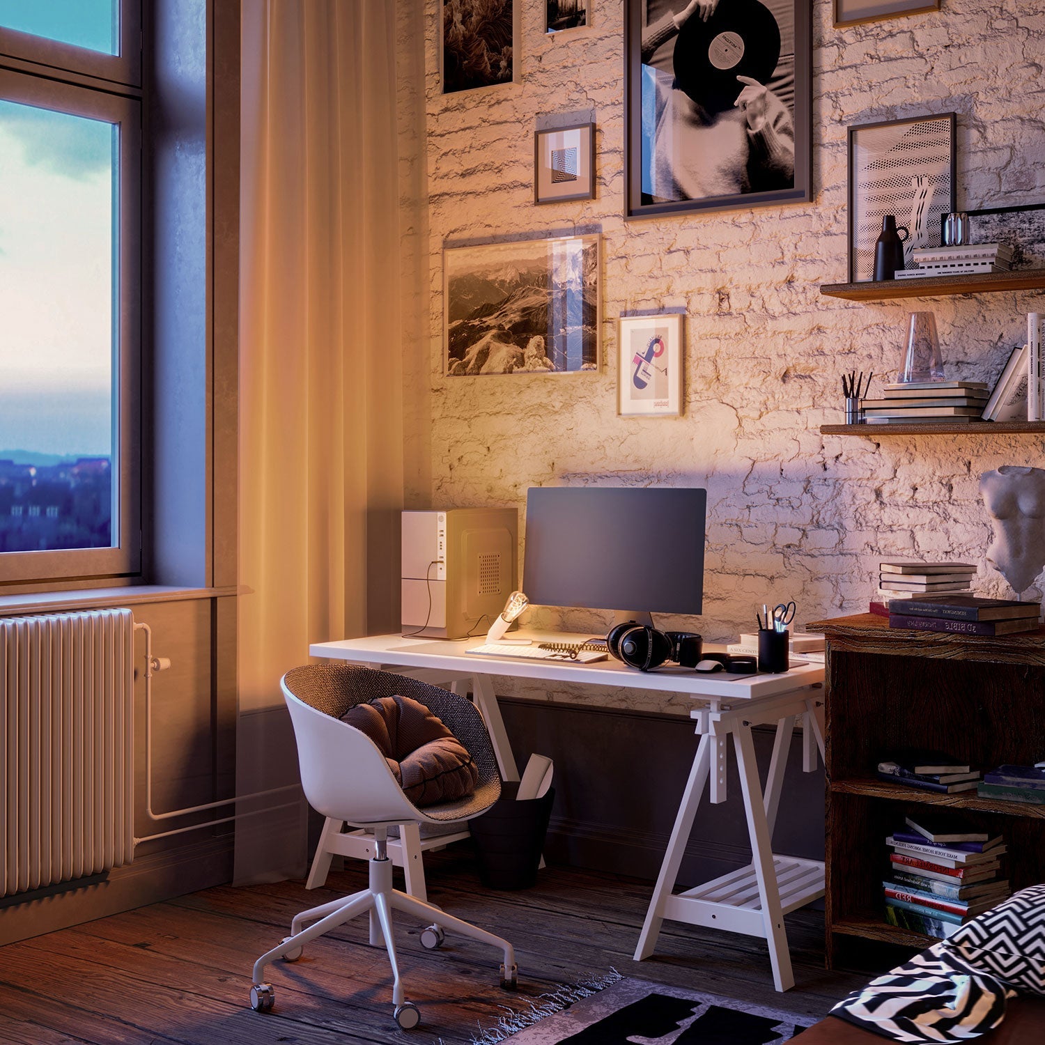 SI! Lampada da tavolo a 5V con lampadina ST64 e base metallica - Bianco opaco - Creative Cables