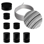 Sistema Filé Linear Kit - con cavo CM02 di 5 m per catenaria e 7 componenti in legno verniciato nero per interni