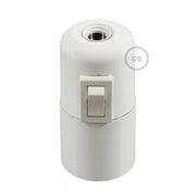 Smooth Sided Bakelite Phenolic E26 light bulb socket - ON/OFF SWITCH - White