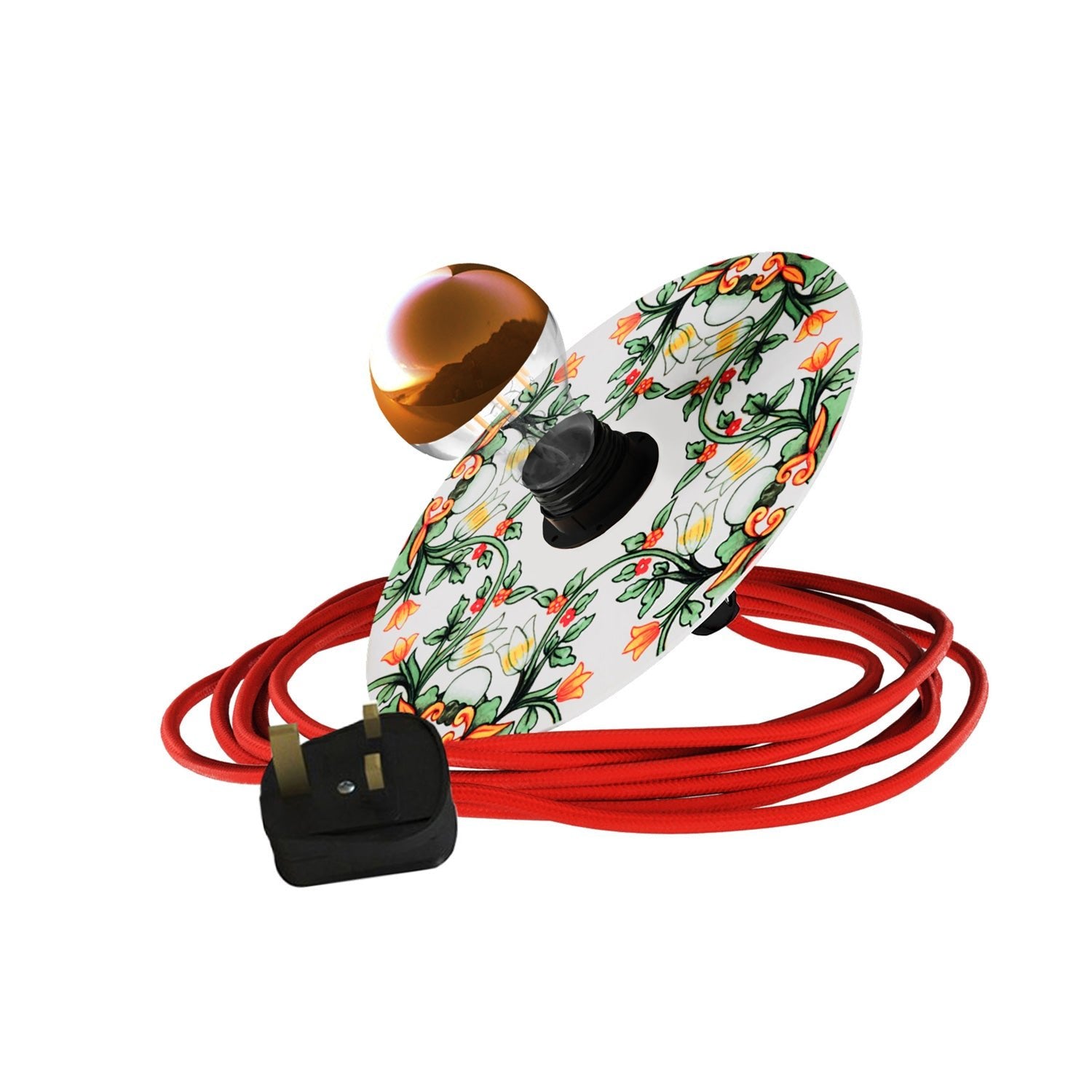 Snake Eiva con paralume mini Piatto Ellepì 'Maioliche' Rosso e Verde, lampada portatile IP65 per esterni con spina UK