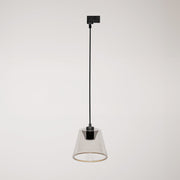 Sospensione per binari con lampadina Ghost a cono smoky - Nero