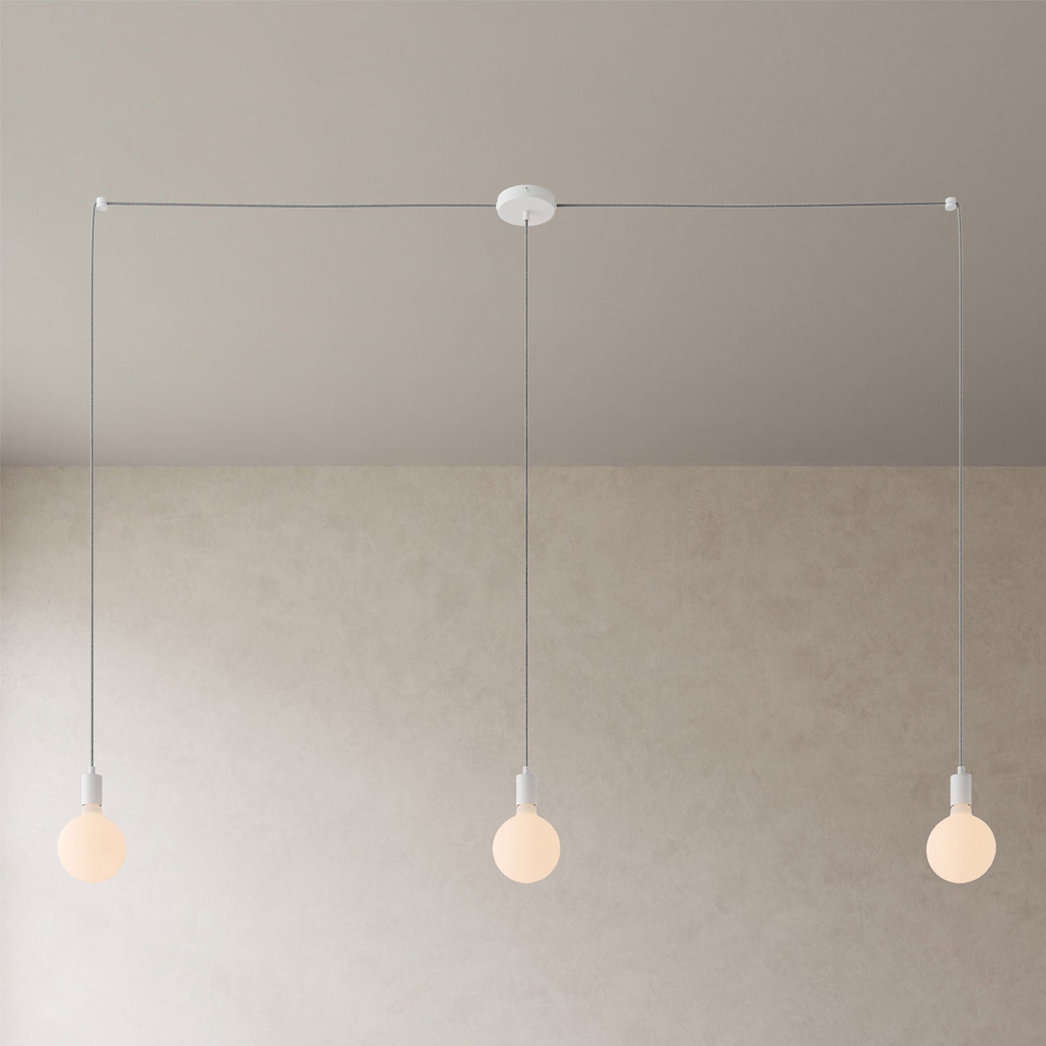 Spider - Lampada a sospensione multipla a 3 cadute con finiture in metallo - Bianco