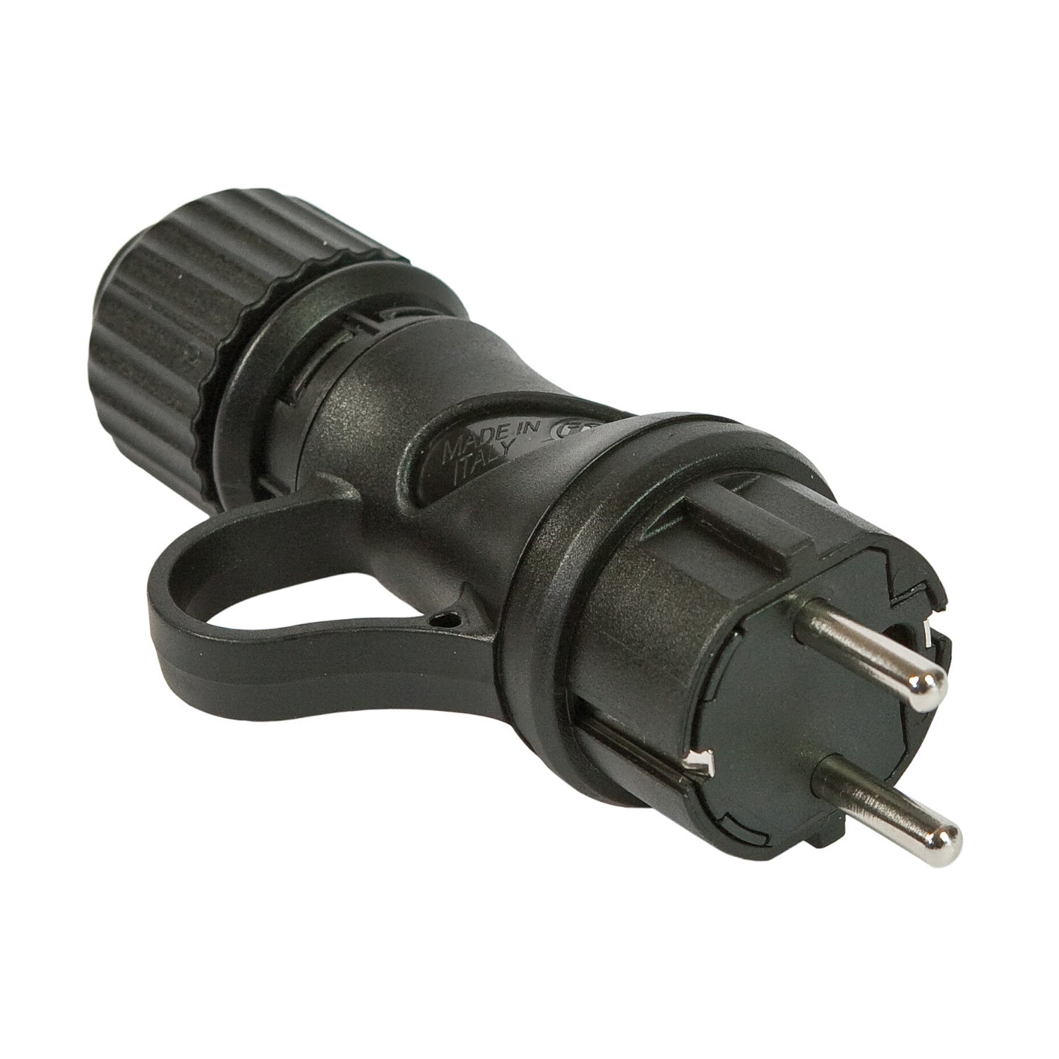 Spina Schuko Nera 16A 250V IP44 per esterno - Compatibile Sistema Modulair - Nero - Creative Cables