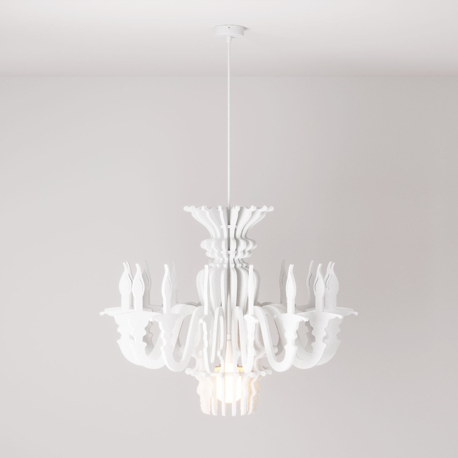 Suspension Lamp with Classic SHHANDELIER Shade Made of Sound-Absorbing Material - White melange
