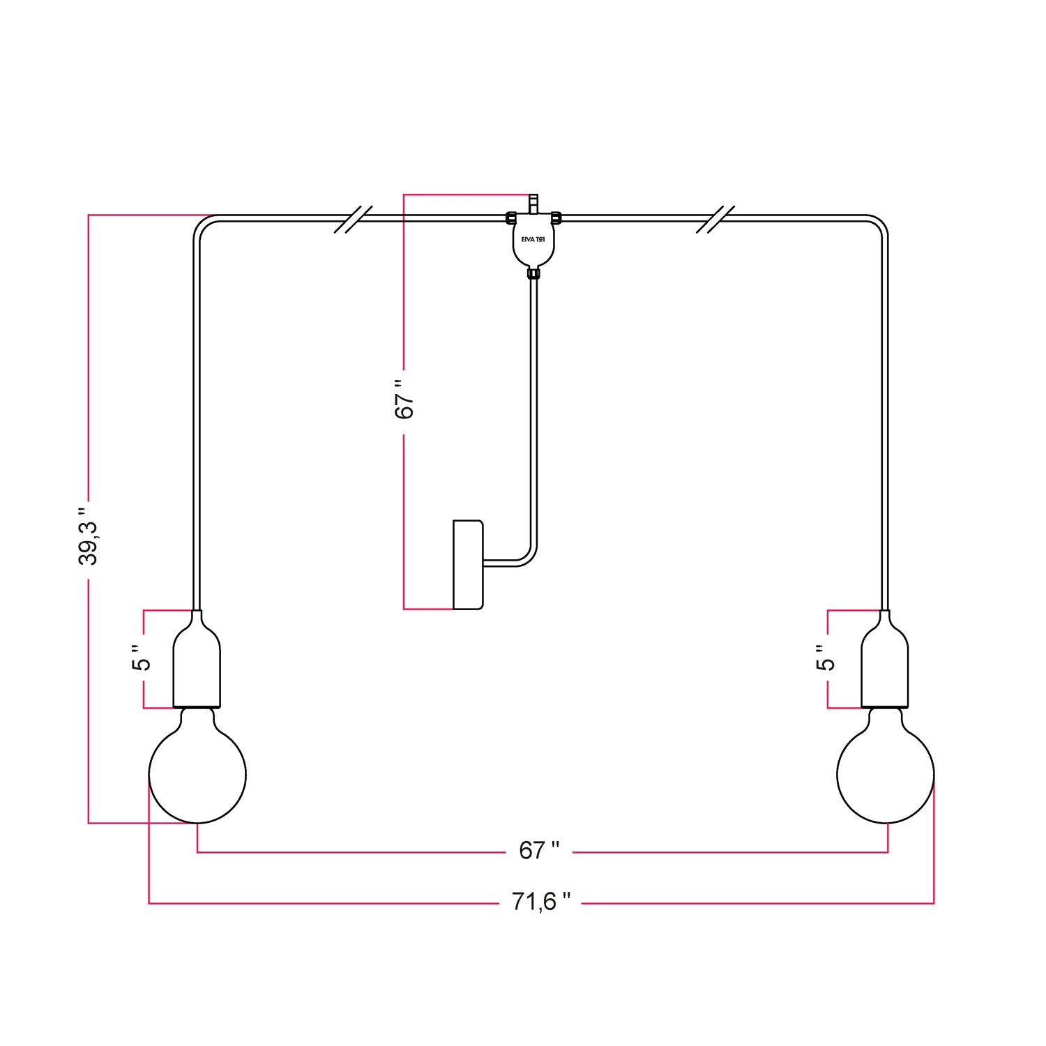 T-Snake EIVA Outdoor lamp for wet locations with 2 lights with canopy - Black