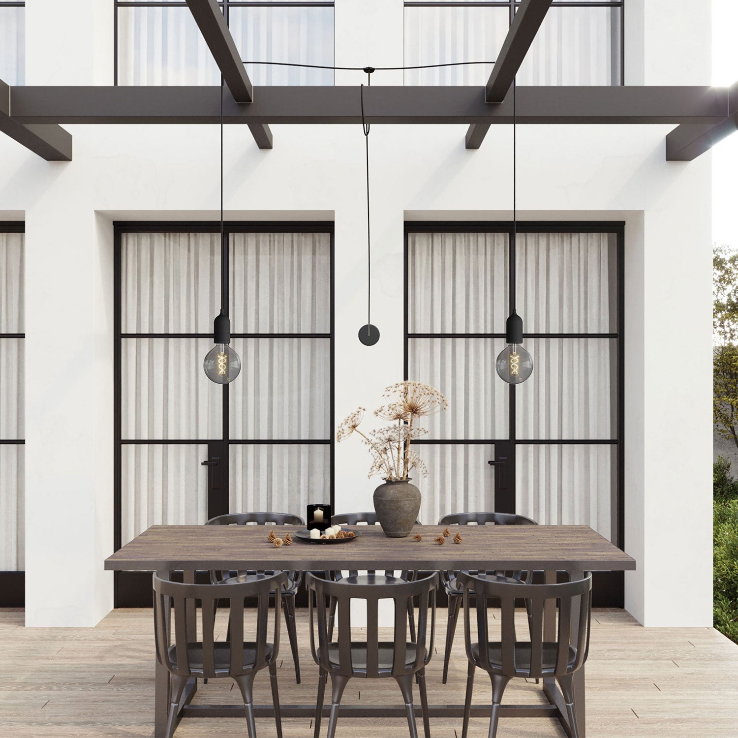 T - Snake Modulair Lampada da esterno IP65 a 2 luci con rosone - Nero - Creative Cables