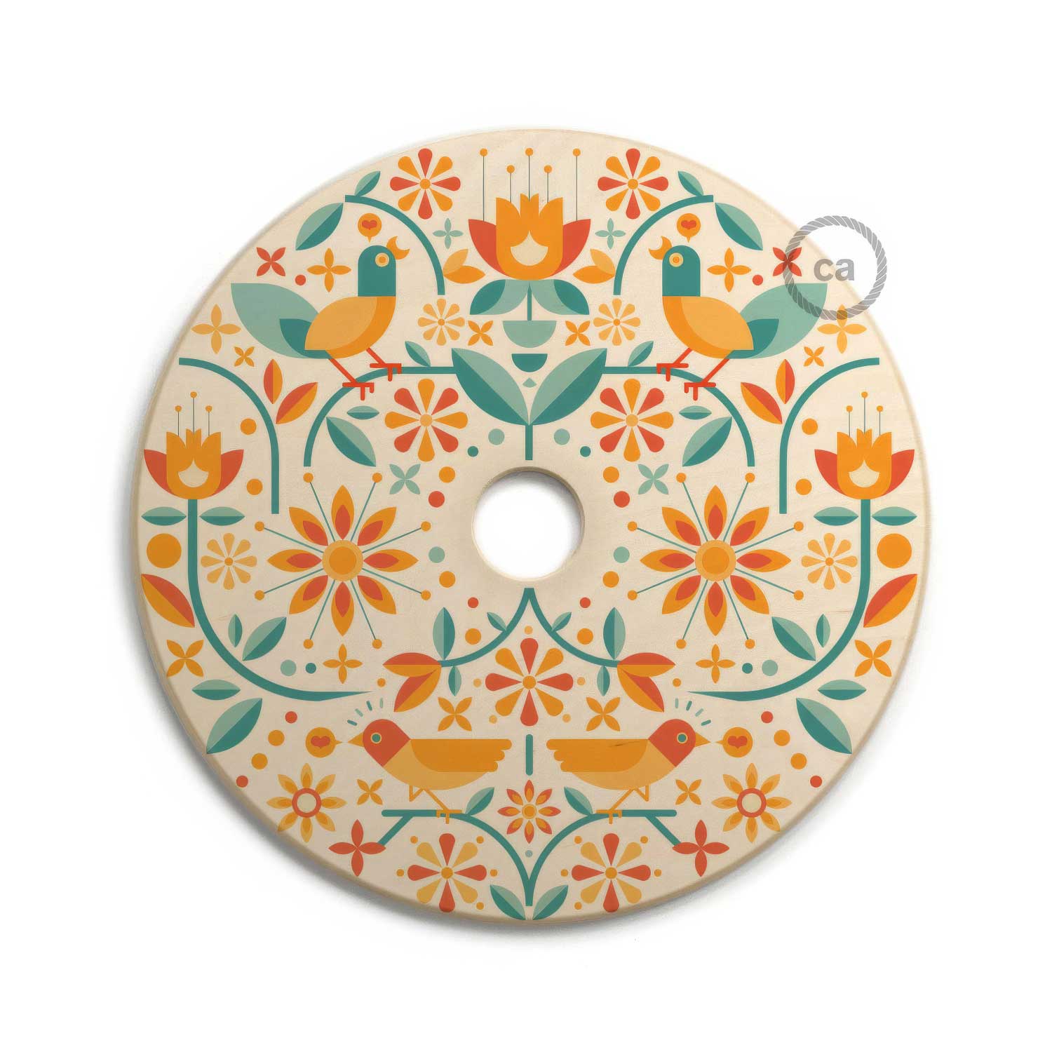 UFO Paralume in legno Special Edition Illustratori Italiani, double face, diametro 33 cm - Francesco Poroli