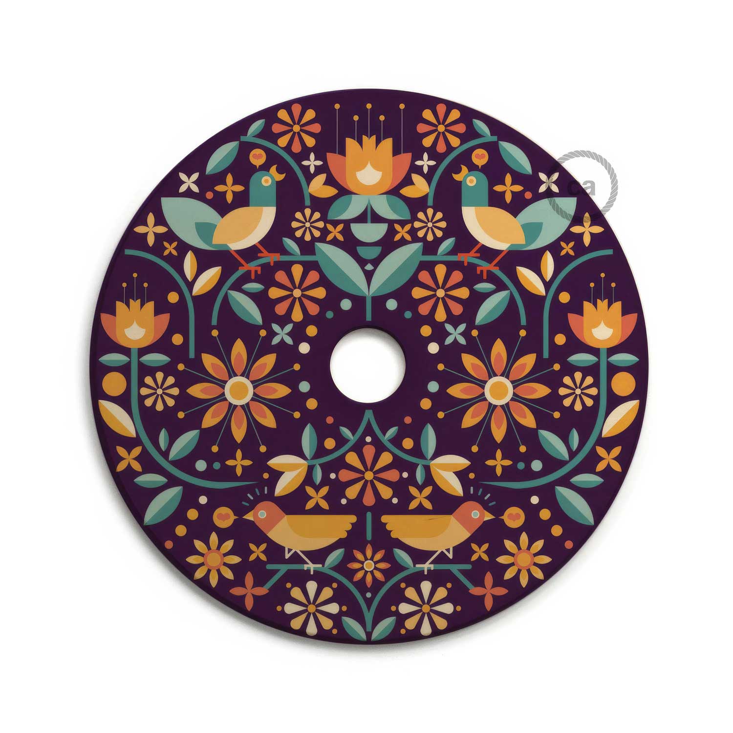 UFO Paralume in legno Special Edition Illustratori Italiani, double face, diametro 33 cm - Francesco Poroli