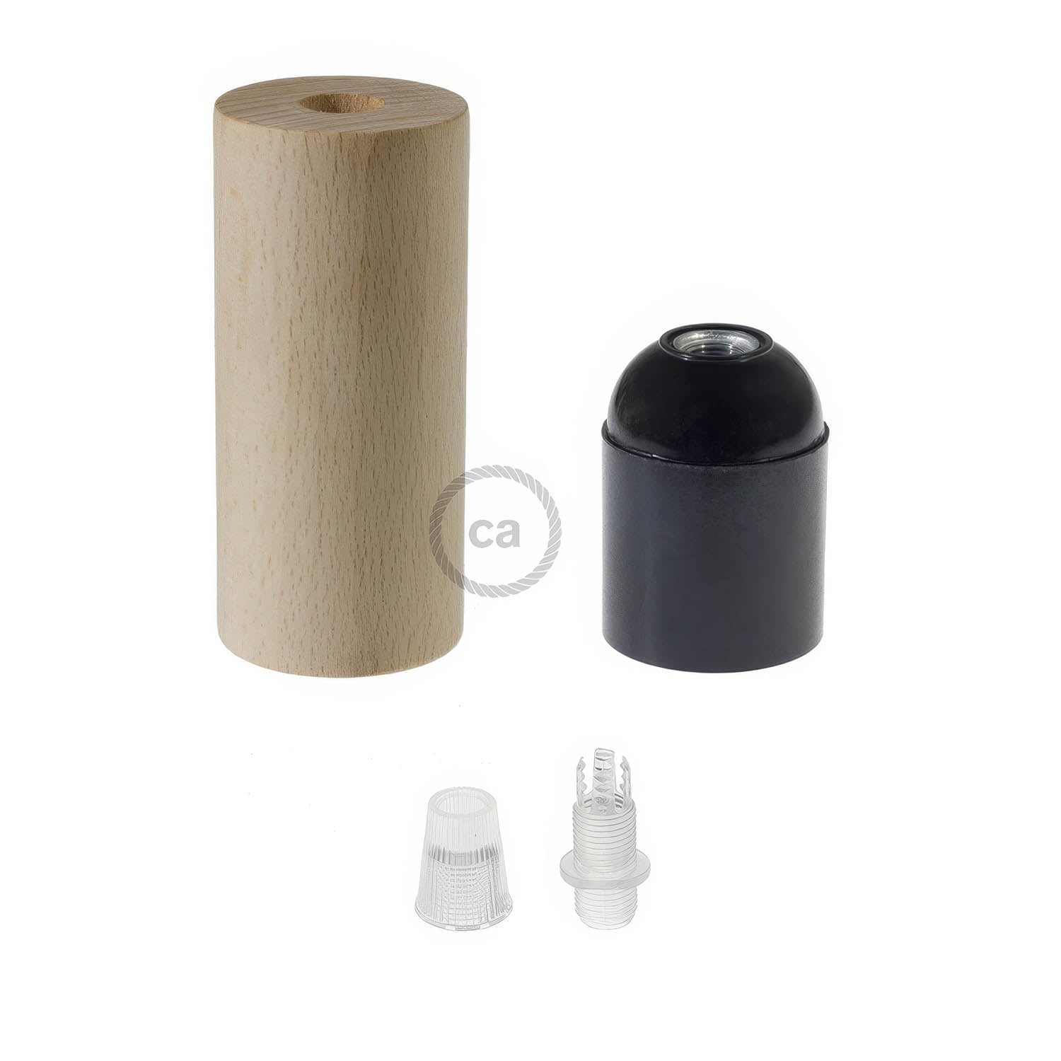 XL Wooden E26 light bulb socket kit for Rope Cables - Neutral